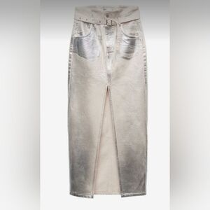 ZARA | Midi Metallic Denim Skirt